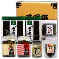 詰合せ40セット 内祝ギフトに 選べる味・焼海苔ボトル・佃煮・きざみ海苔など7点セット (お宝箱にも使える千両箱入)